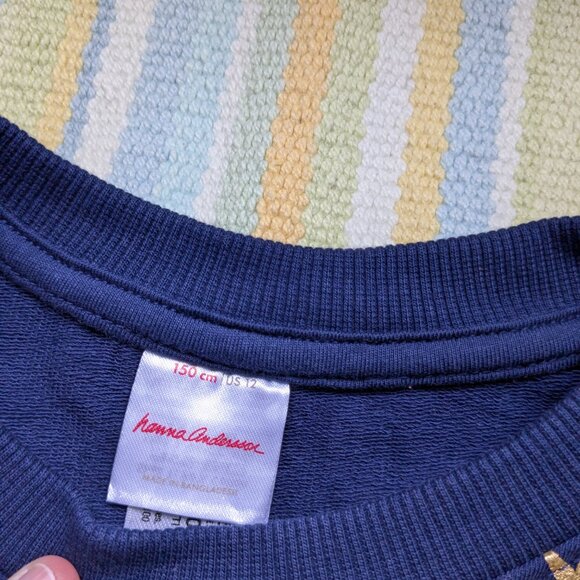 ⭐ Hanna Anderson Navy and Gold Star & polka dot terry sweatshirt size 12 - Picture 4 of 11